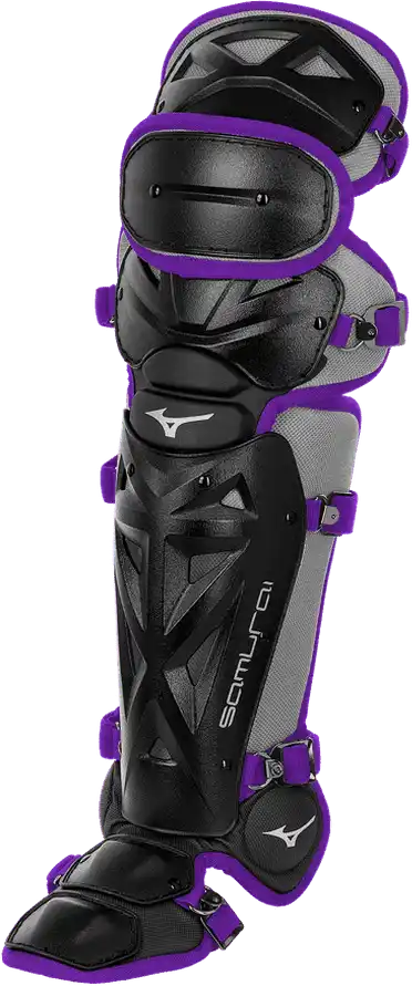 Mizuno Samurai Adult Baseball Shin Guards 16.5’’ - Black Purple