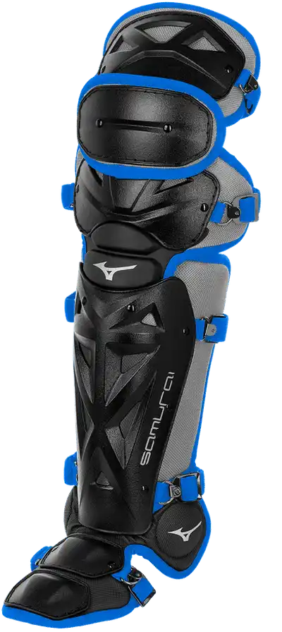 Mizuno Samurai Adult Baseball Shin Guards 16.5’’ - Black Royal