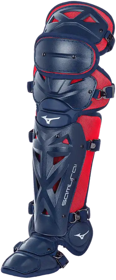 Mizuno Samurai Adult Baseball Shin Guards 16.5’’ - Navy Red