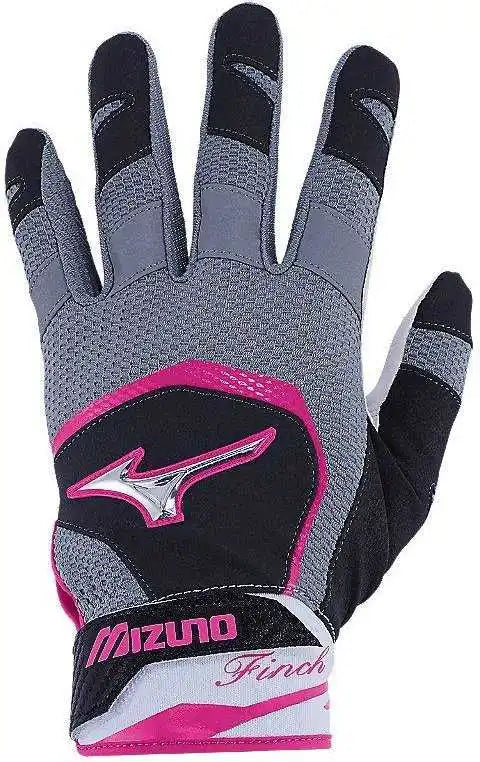 Mizuno Women’s 2018 Finch Softball Batting Gloves - Black Pink