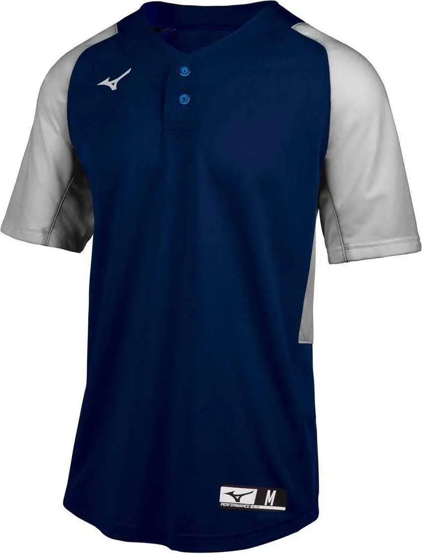 Mizuno Youth Aerolite 2-button Baseball Jersey - Navy Gray