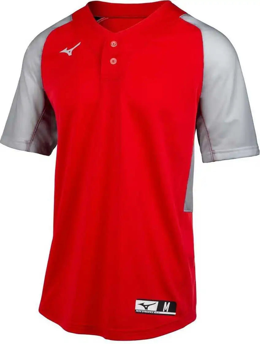 Mizuno Youth Aerolite 2-button Baseball Jersey - Red Gray