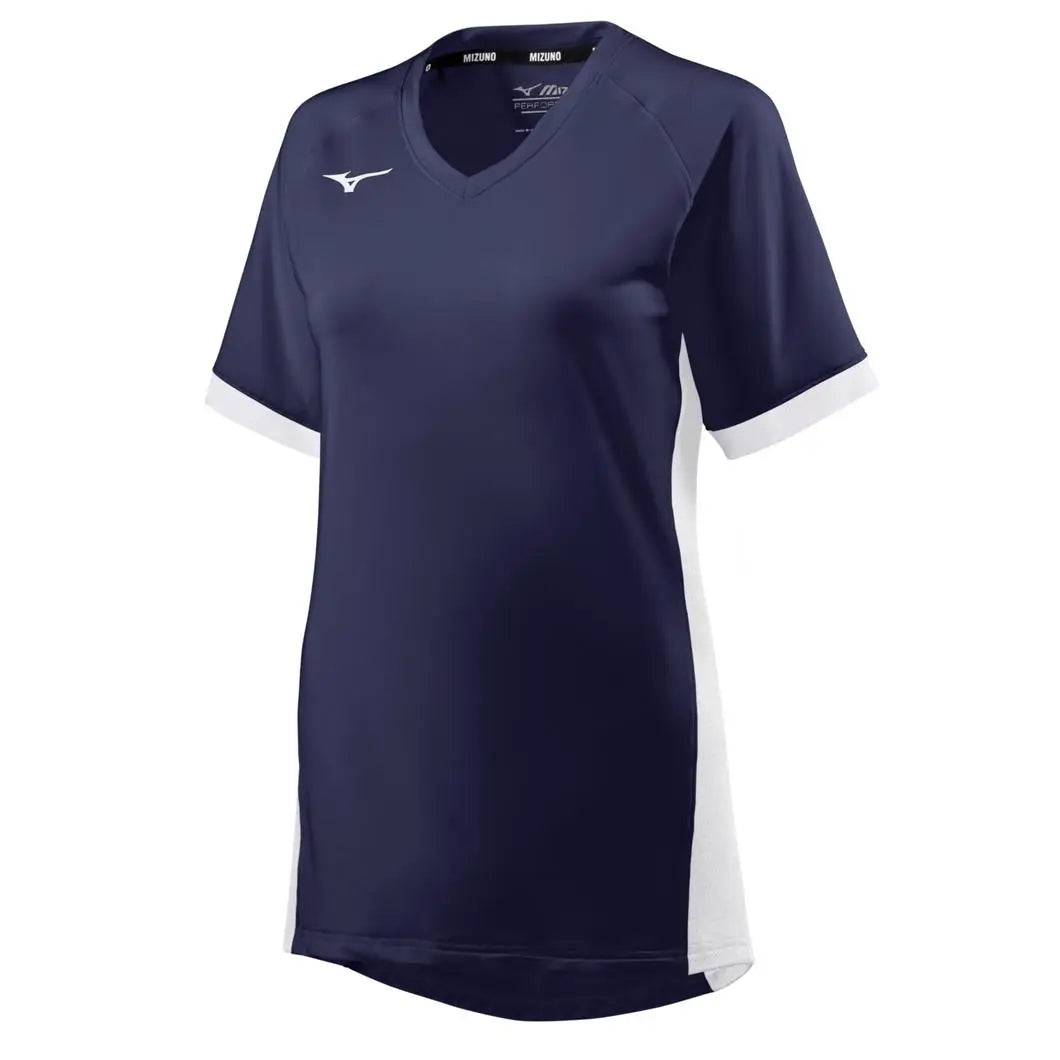 Mizuno Youth Girl’s Spike Short Sleeve Volleyball Jersey - Navy-white