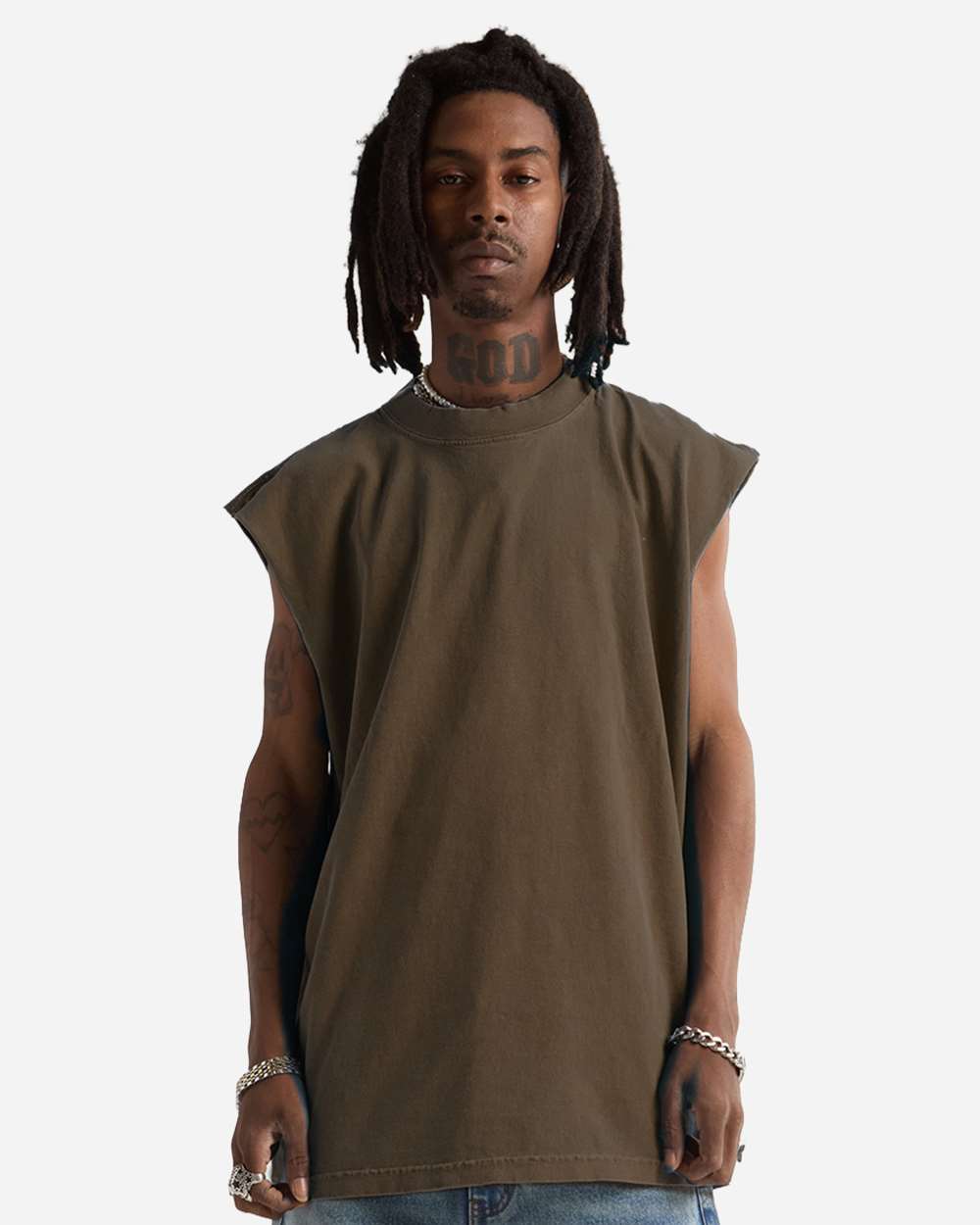 Mocha Unisex Garment-Dyed Muscle Tee - SHGMT plain