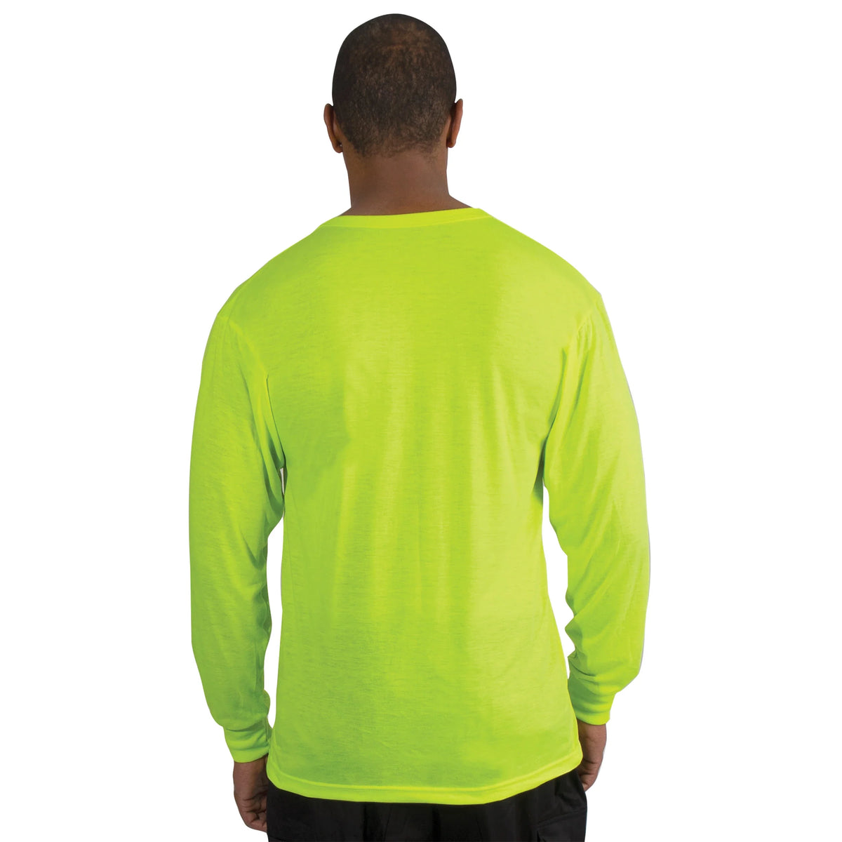 Moisture Wicking Long Sleeve Pocket T-shirt - Safety Green