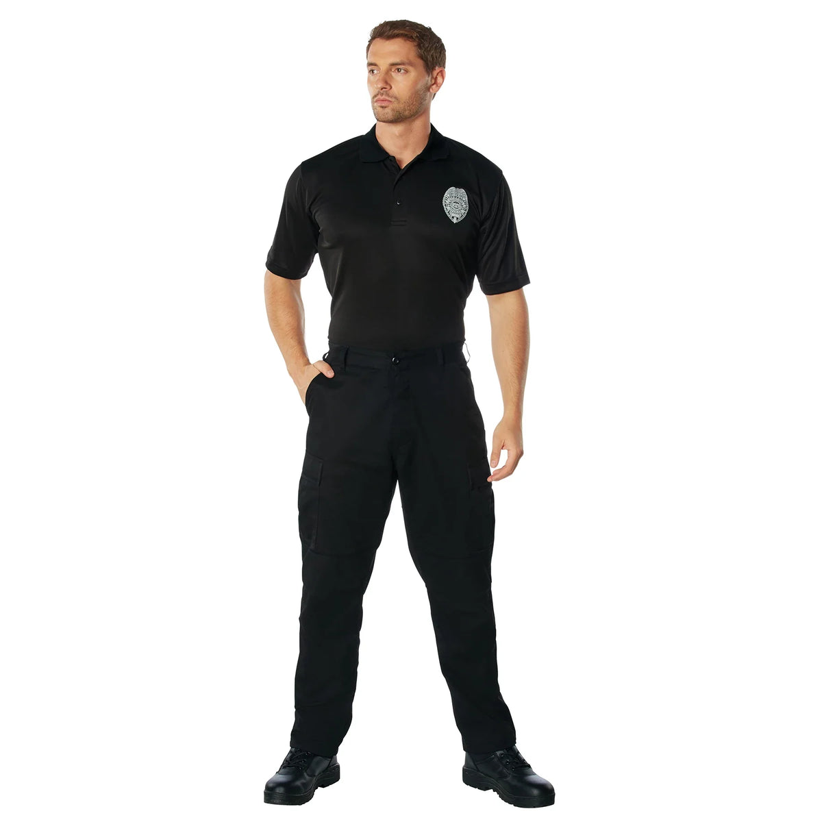 Moisture Wicking Security Polo Shirt with Badge