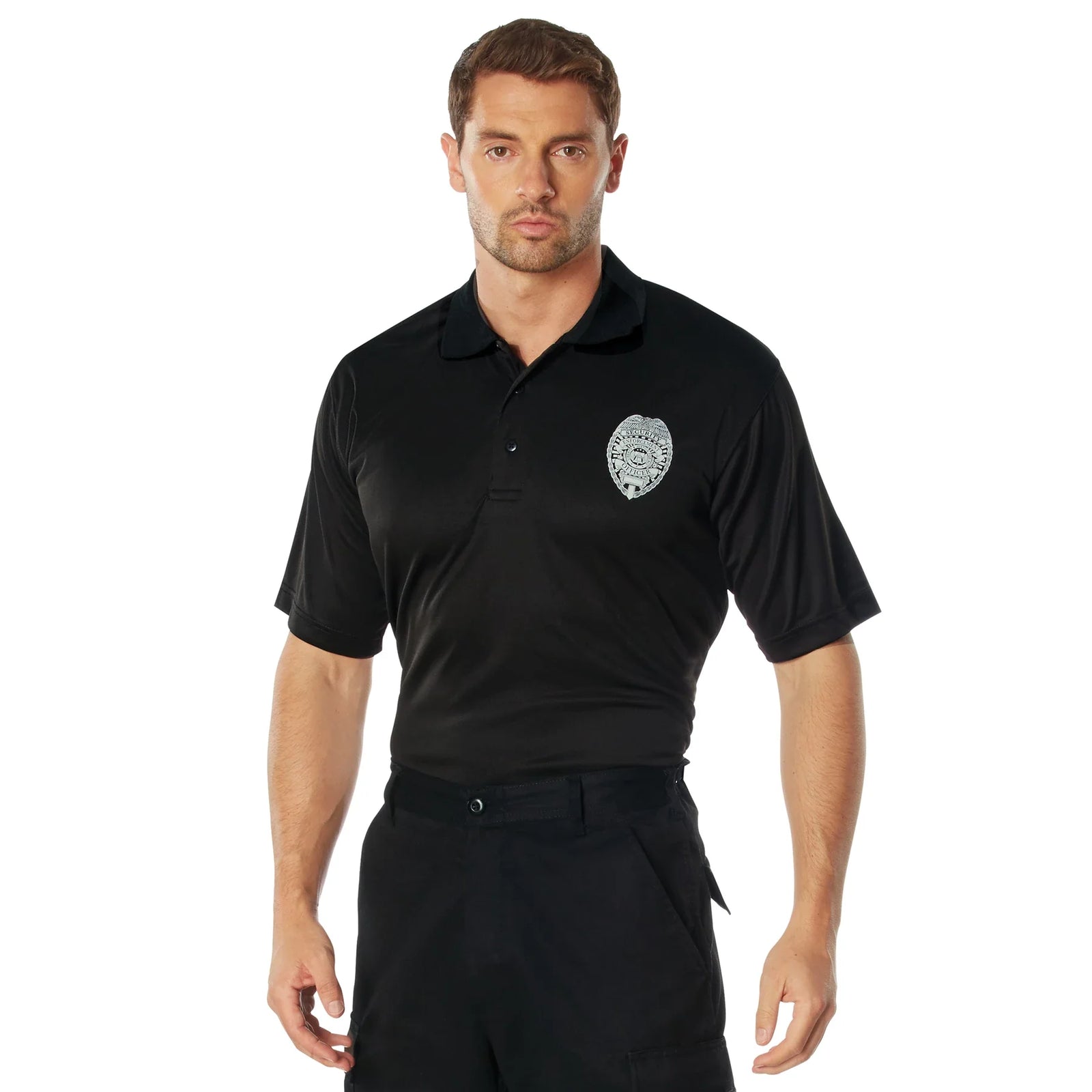 Moisture Wicking Security Polo Shirt with Badge - s