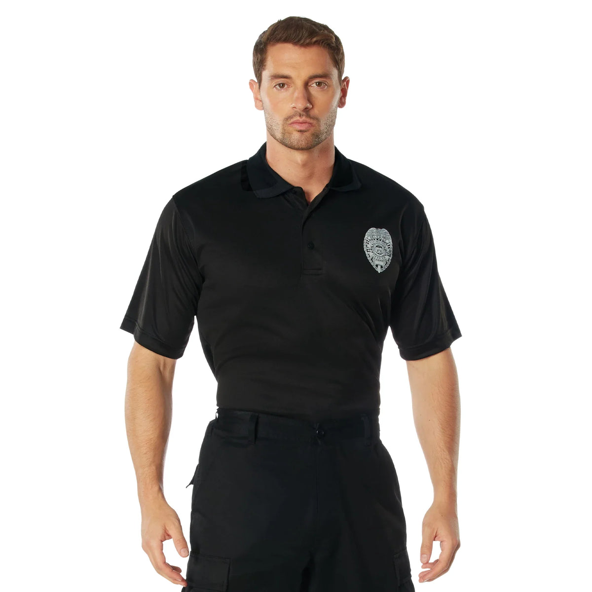 Moisture Wicking Security Polo Shirt with Badge - s