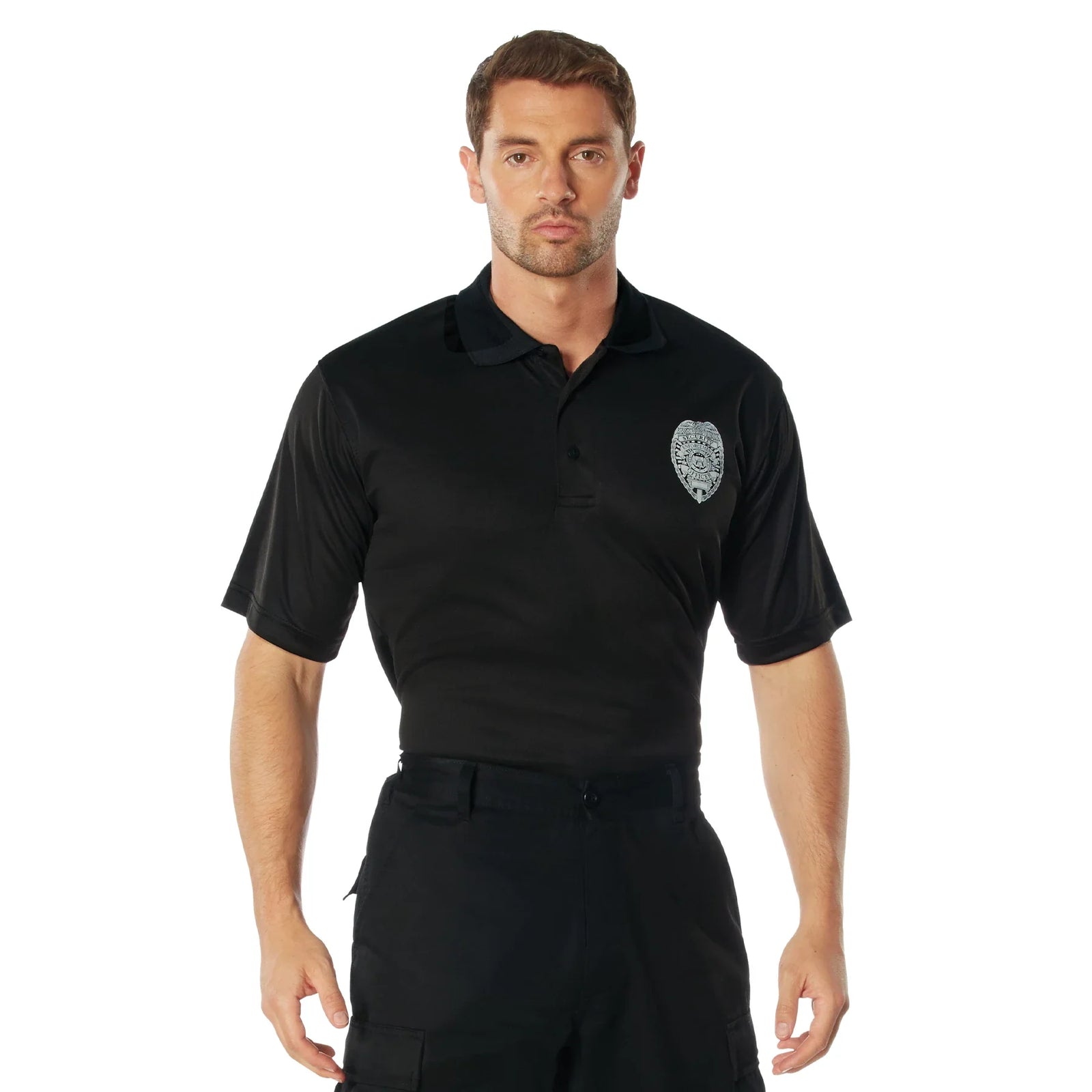 Moisture Wicking Security Polo Shirt with Badge - s