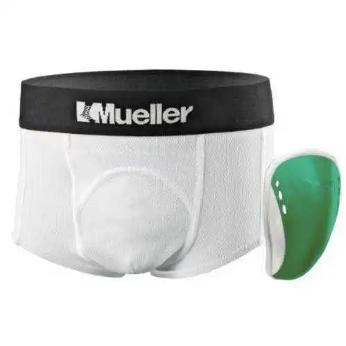 Mueller Peewee Athletic Support Brief with Flex Shield Cup - Green