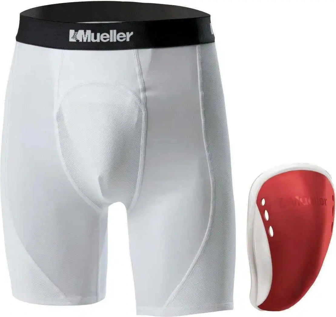 Mueller Teen Athletic Support Brief with Flex Shield Cup - Red