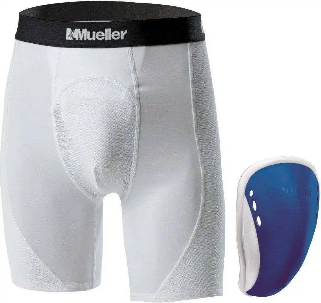 Mueller Youth Athletic Support Brief with Flex Shield Cup - Blue