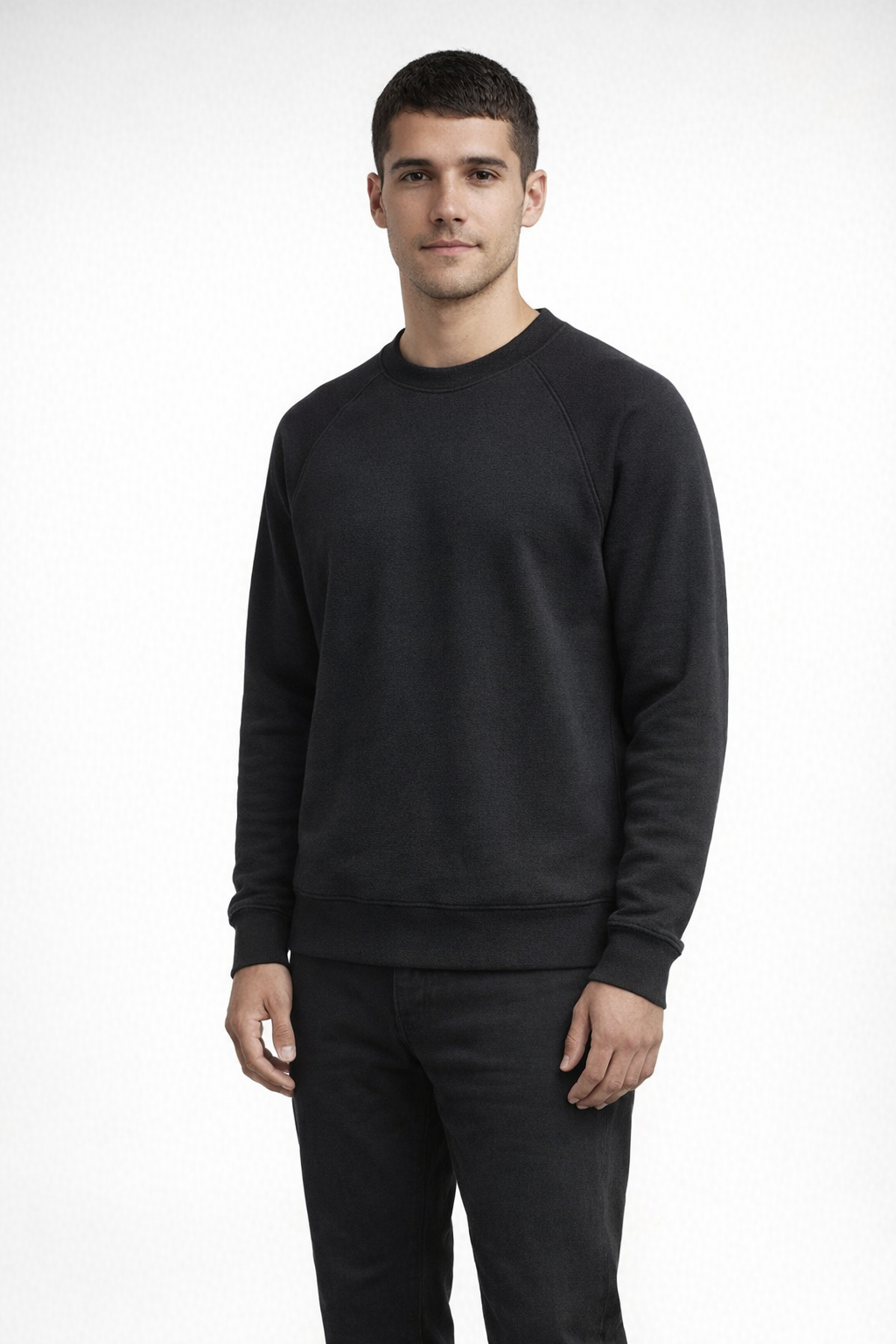 Mv Sport 17116 Vintage Fleece Raglan Crewneck - Black