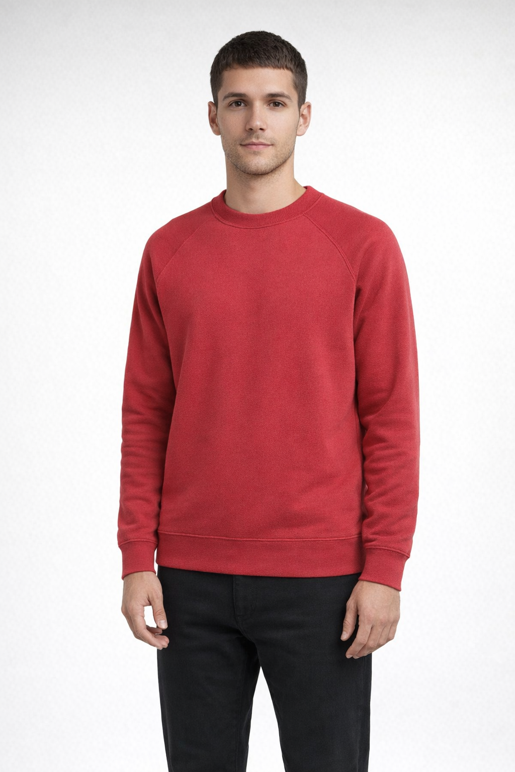 Mv Sport 17116 Vintage Fleece Raglan Crewneck - Crimson