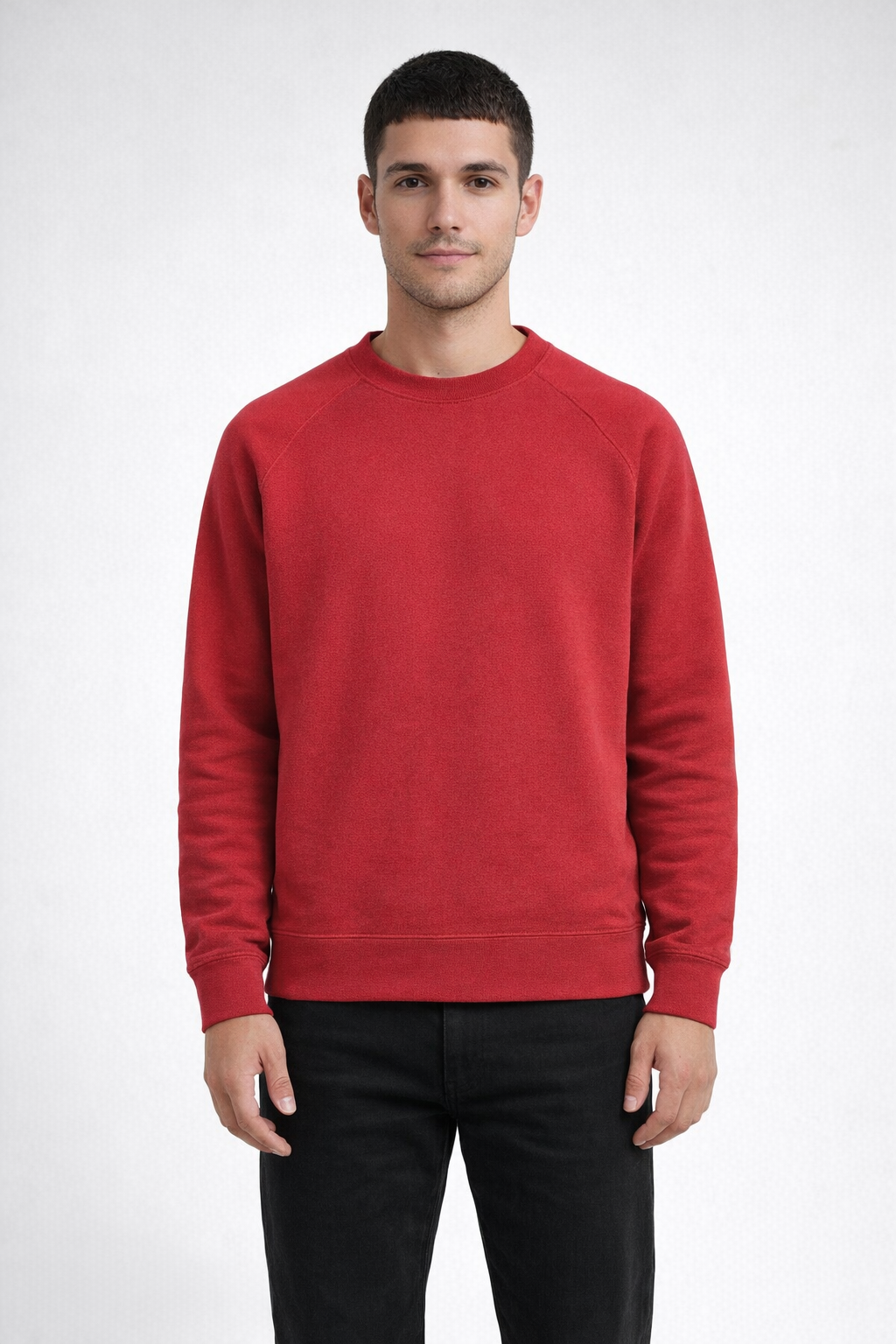 Mv Sport 17116 Vintage Fleece Raglan Crewneck - Crimson
