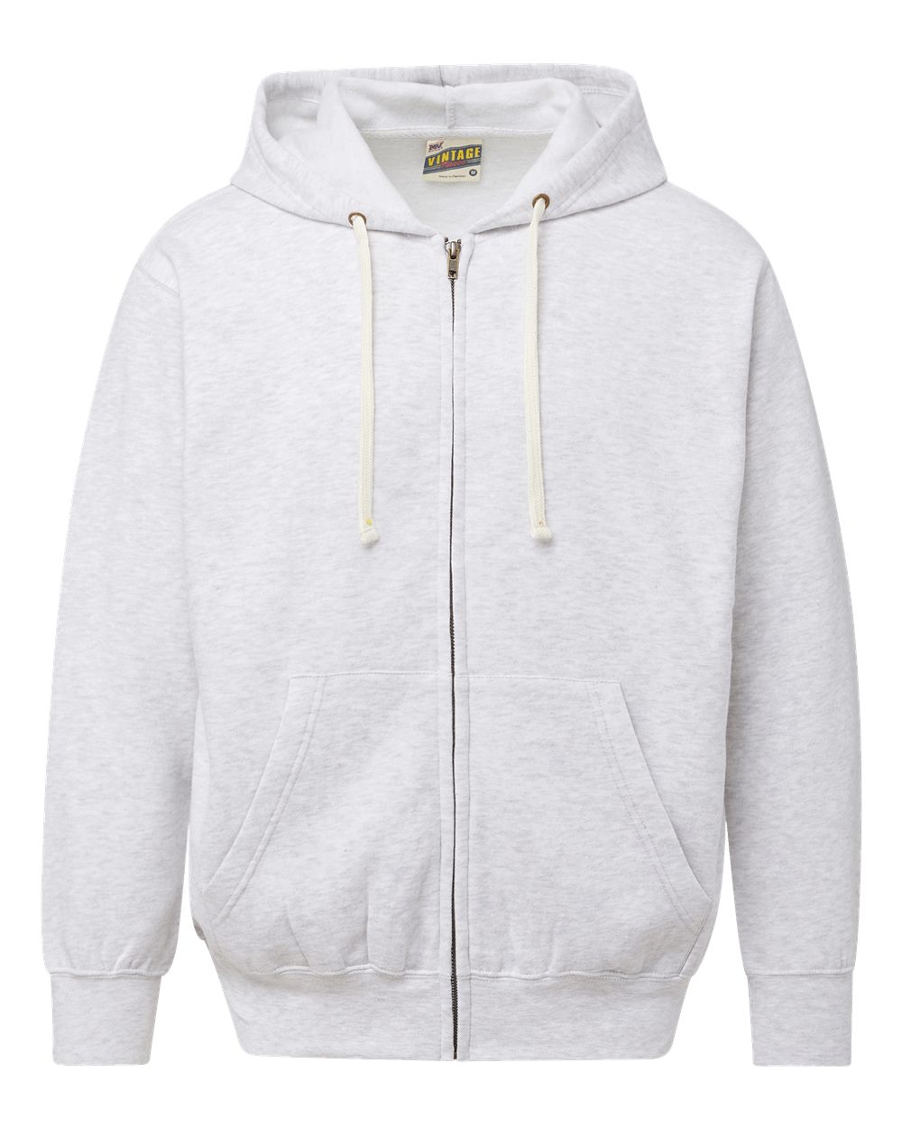 Mv Sport 22132 Vintage Fleece Full-zip Hooded Sweatshirt - Ash
