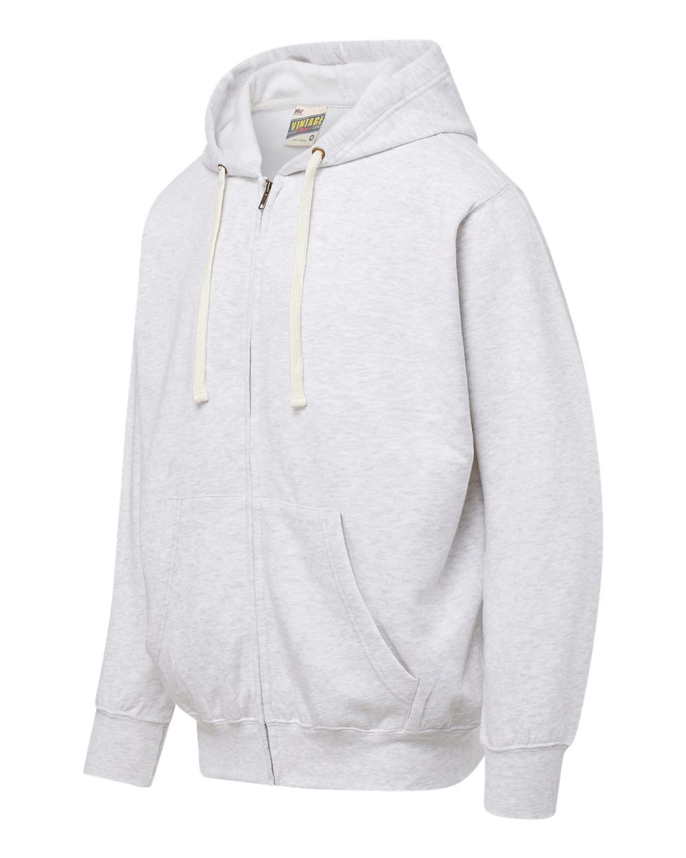 Mv Sport 22132 Vintage Fleece Full-zip Hooded Sweatshirt - Ash