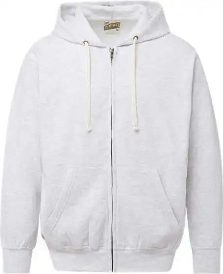 Mv Sport 22132 Vintage Fleece Full-zip Hooded Sweatshirt - Ash