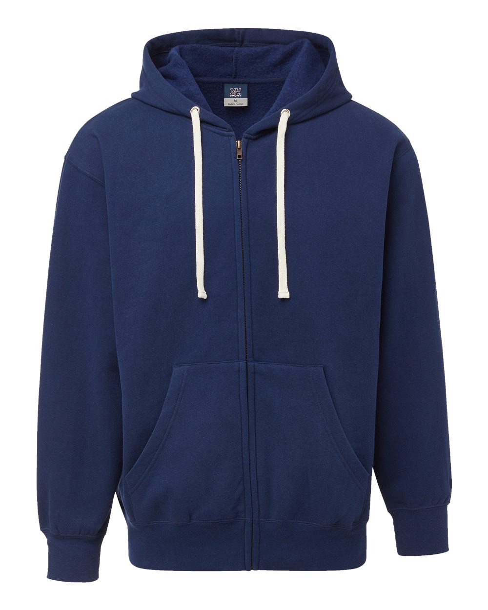 Mv Sport 22132 Vintage Fleece Full-zip Hooded Sweatshirt - Blue