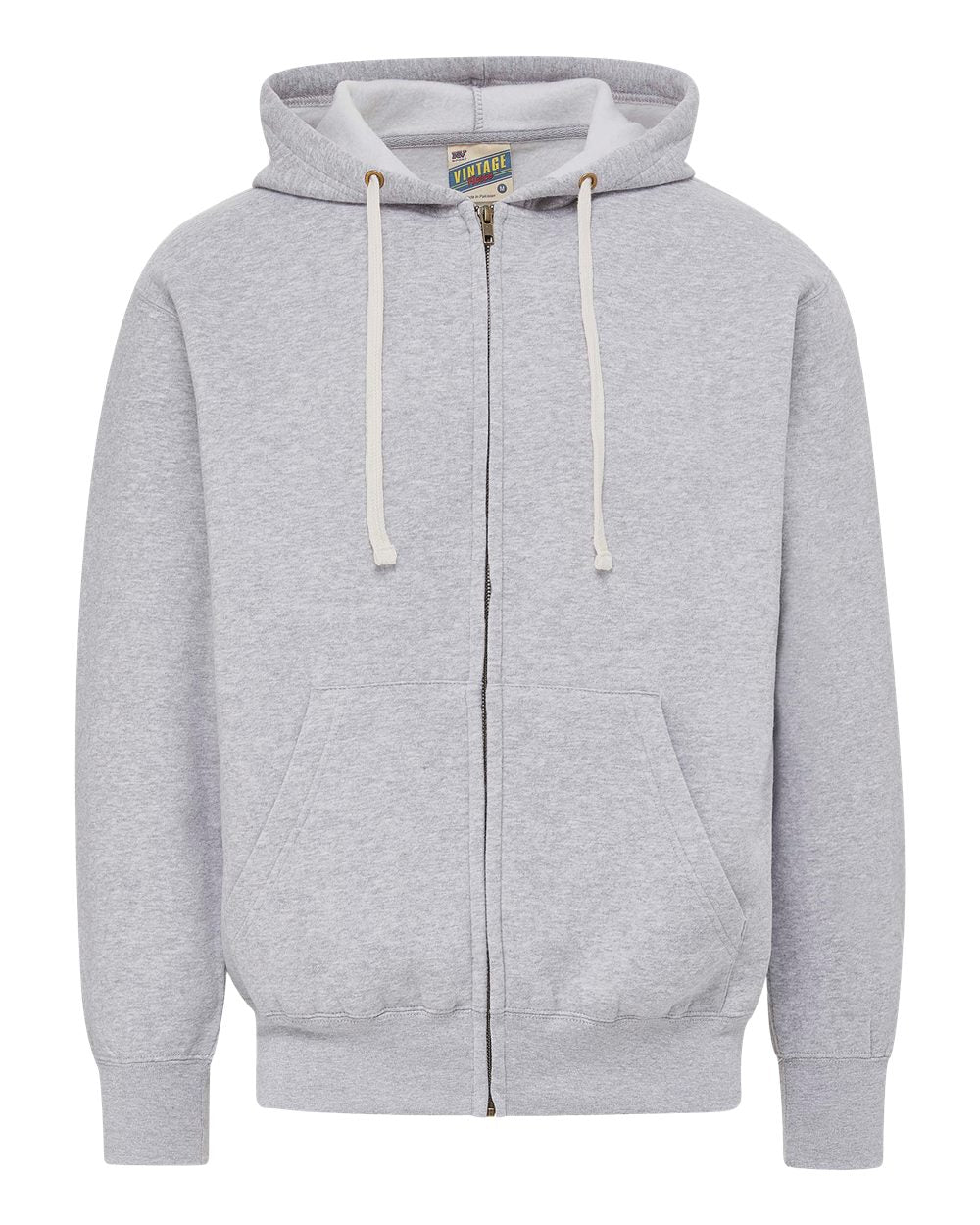 Mv Sport 22132 Vintage Fleece Full-zip Hooded Sweatshirt - Heather Grey
