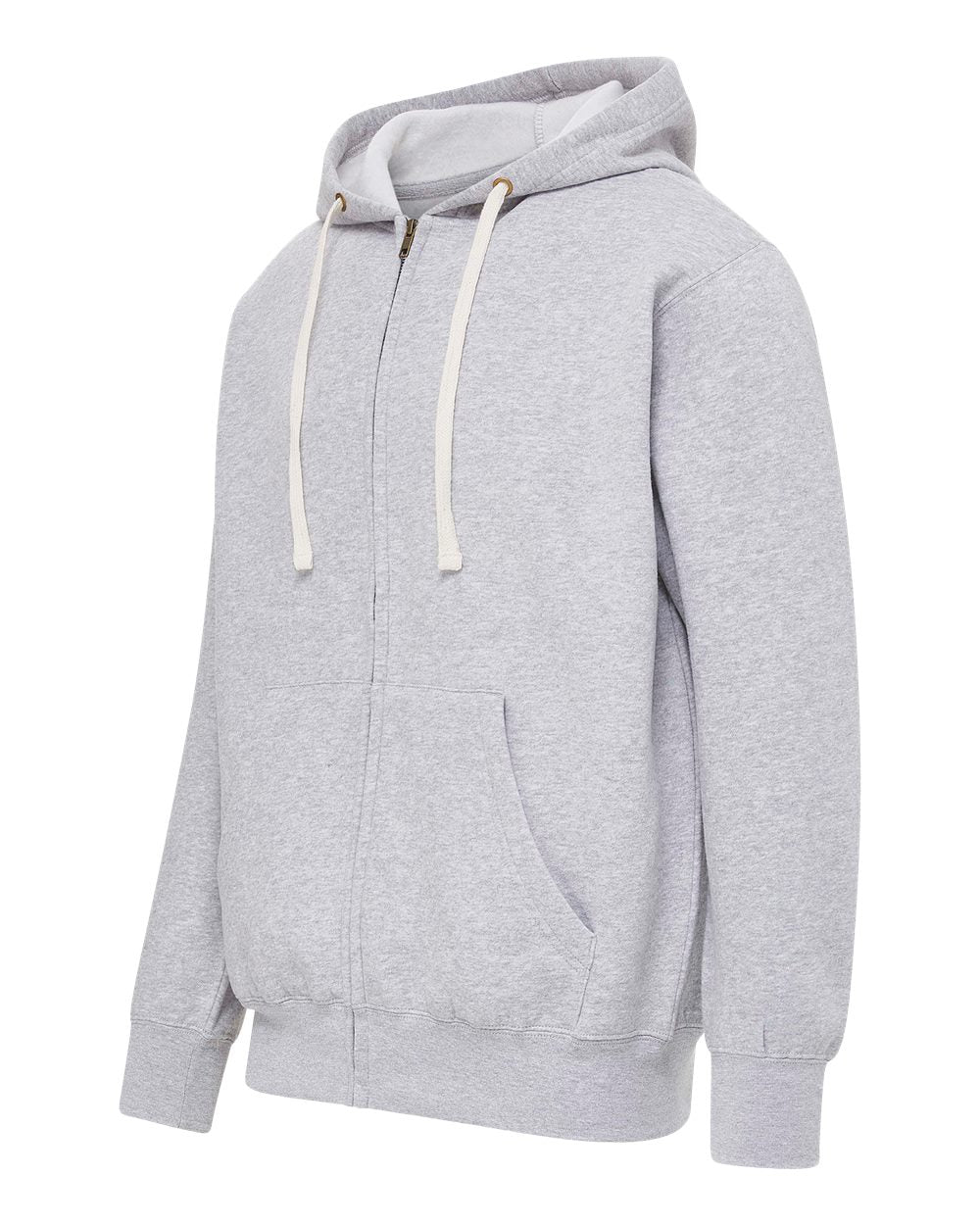 Mv Sport 22132 Vintage Fleece Full-zip Hooded Sweatshirt - Heather Grey