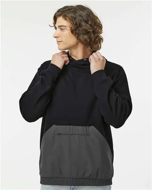 Mv Sport 23112 Mixed Media Hooded Sweatshirt - Black Charcoal