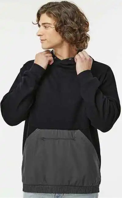 Mv Sport 23112 Mixed Media Hooded Sweatshirt Black Charcoal