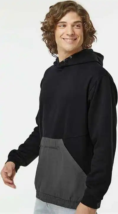 Mv Sport 23112 Mixed Media Hooded Sweatshirt Black Charcoal