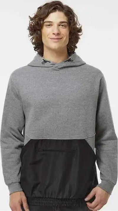 Mv Sport 23112 Mixed Media Hooded Sweatshirt - Graphite Black