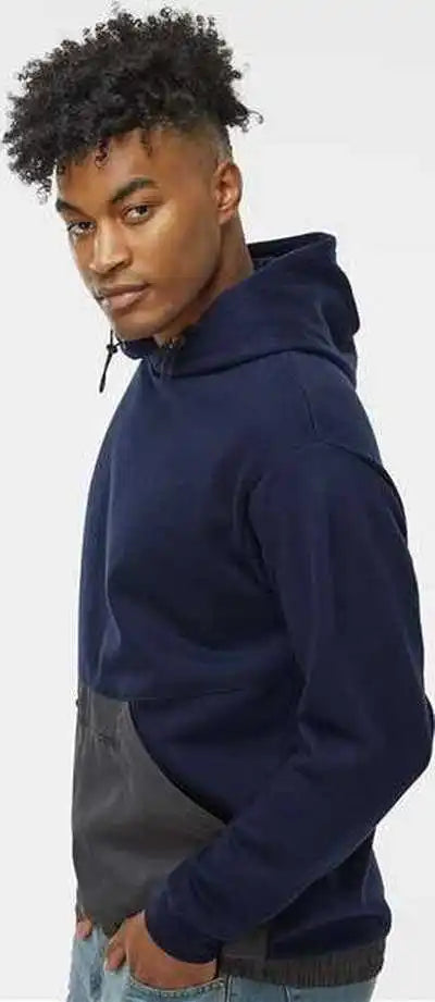 Mv Sport 23112 Mixed Media Hooded Sweatshirt - Navy Charcoal