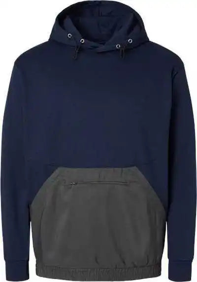 Mv Sport 23112 Mixed Media Hooded Sweatshirt - Navy Charcoal
