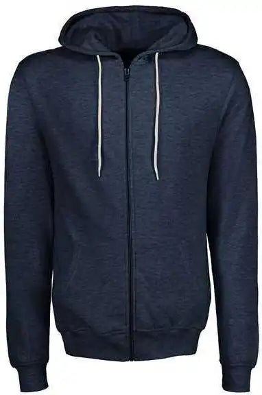 Mv Sport 2349 Retro Heather Full-zip Hooded Sweatshirt - Navy
