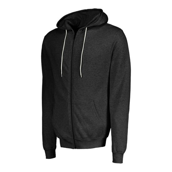 Mv Sport 2349 Unisex Retro Heather Full-zip Hooded Sweatshirt - Charcoal
