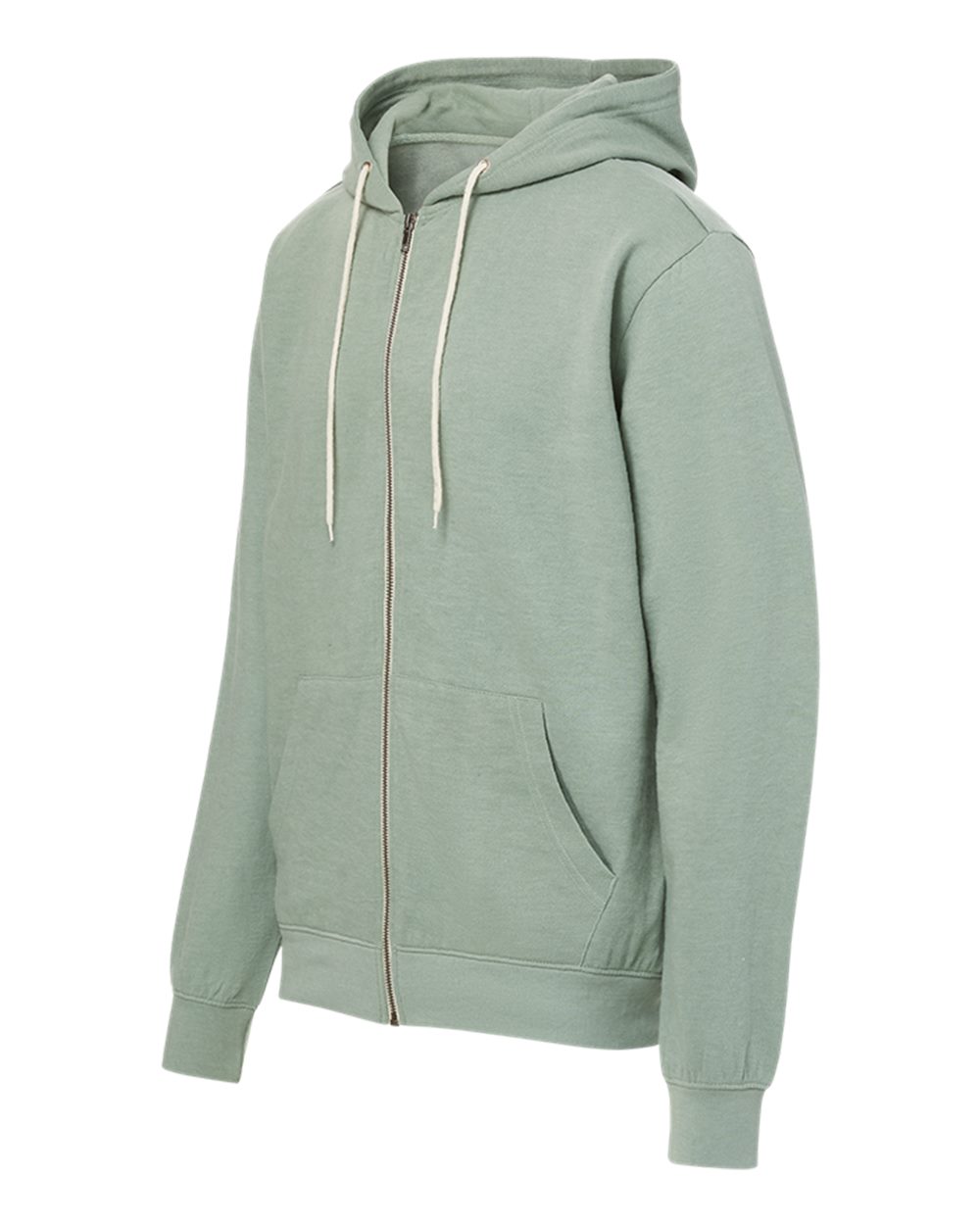 Mv Sport 2349 Unisex Retro Heather Full-zip Hooded Sweatshirt - Greenstone
