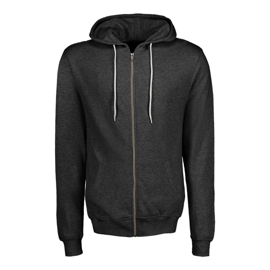 Mv Sport 2349 Unisex Retro Heather Full-zip Hooded Sweatshirt - Charcoal