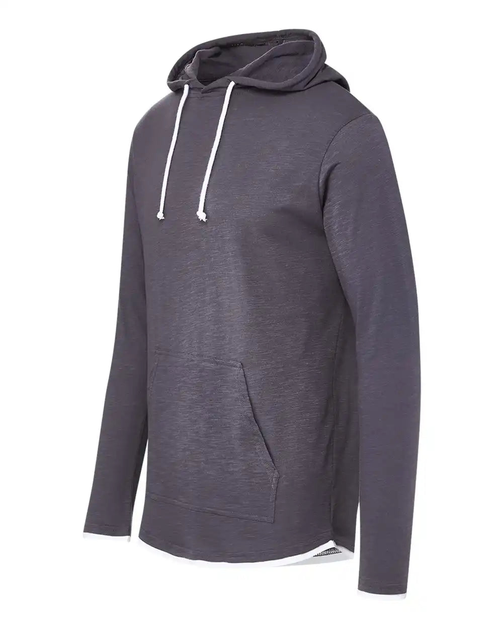 Mv Sport 24401 Miles Slub Hooded Long Sleeve T-shirt - Iron Grey