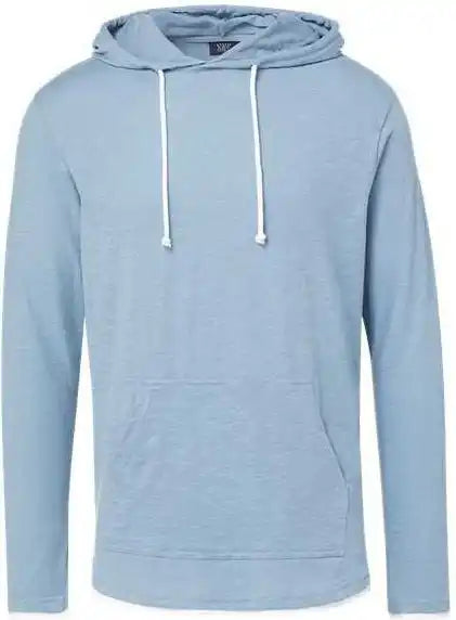 Mv Sport 24401 Miles Slub Hooded Long Sleeve t Shirt Light Denim Heather