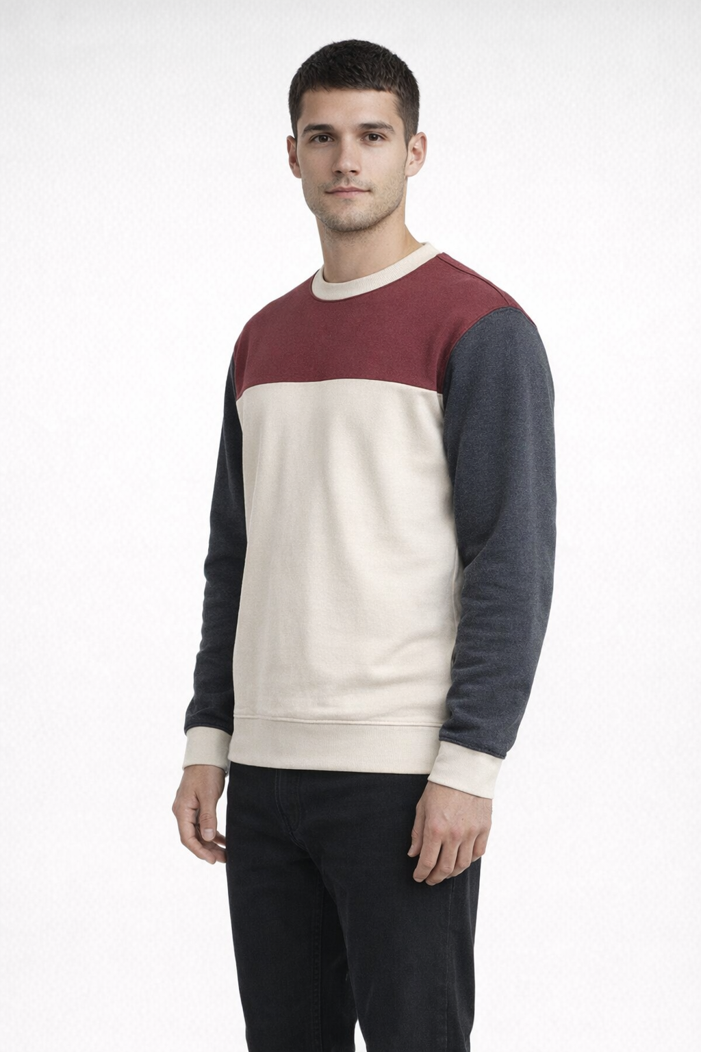 Mv Sport 26145 Unisex Colorblock Crew - Red