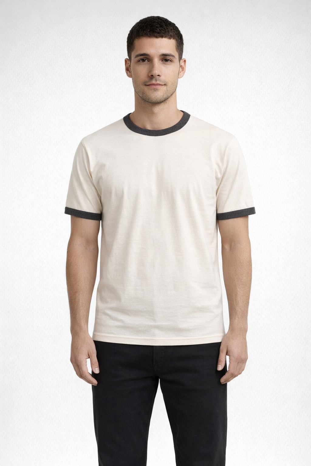 Mv Sport 26425 Ringer Tee - Charcoal