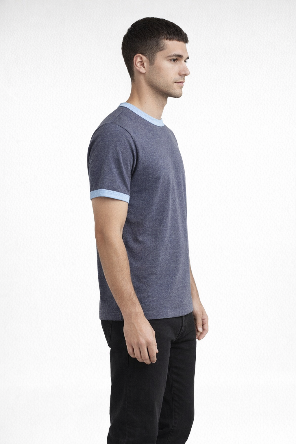 Mv Sport 26425 Ringer Tee - Light Denim Htr