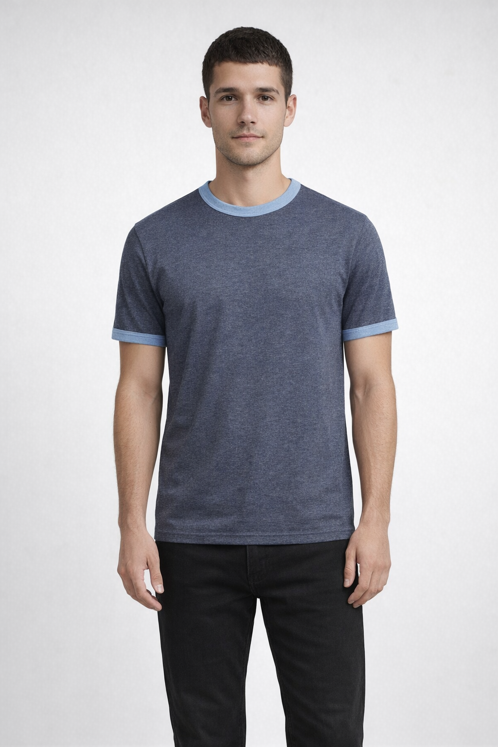 Mv Sport 26425 Ringer Tee - Light Denim Htr