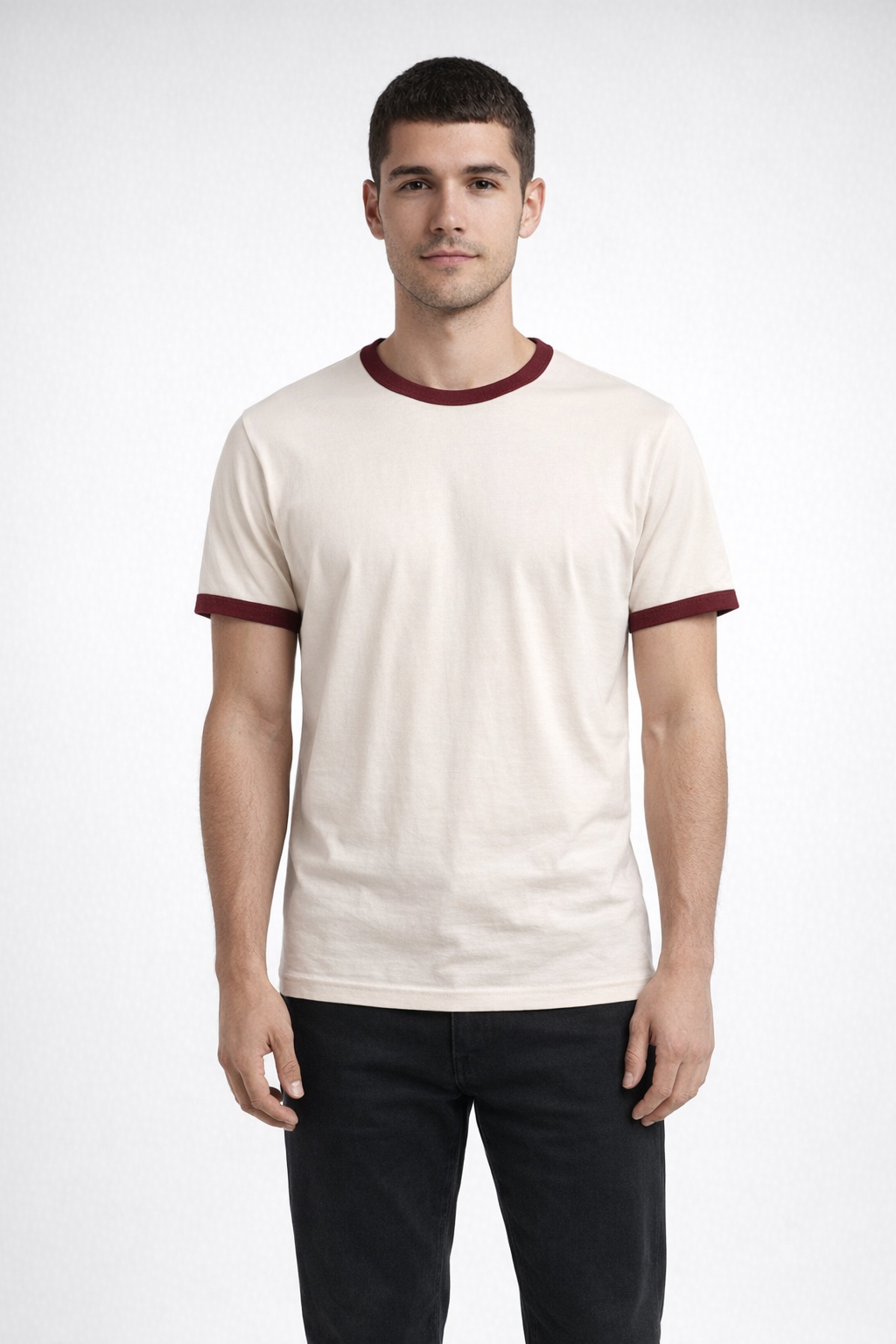 Mv Sport 26425 Ringer Tee - Maroon