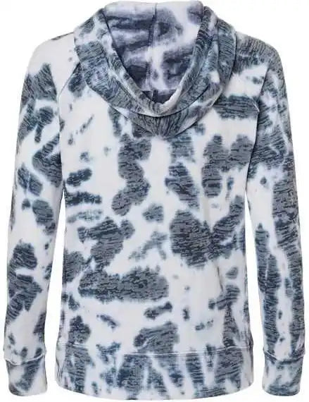 Mv Sport W1162 Womens Courtney Burnout v Notch Hooded Sweatshirt Navy Tie Dye
