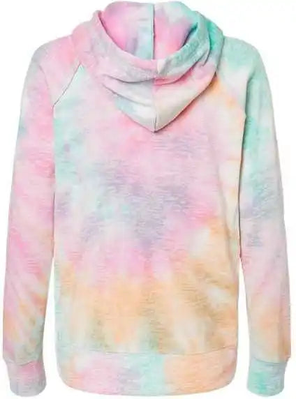 Mv Sport W1162 Womens Courtney Burnout v Notch Hooded Sweatshirt Rainbow Sorbet
