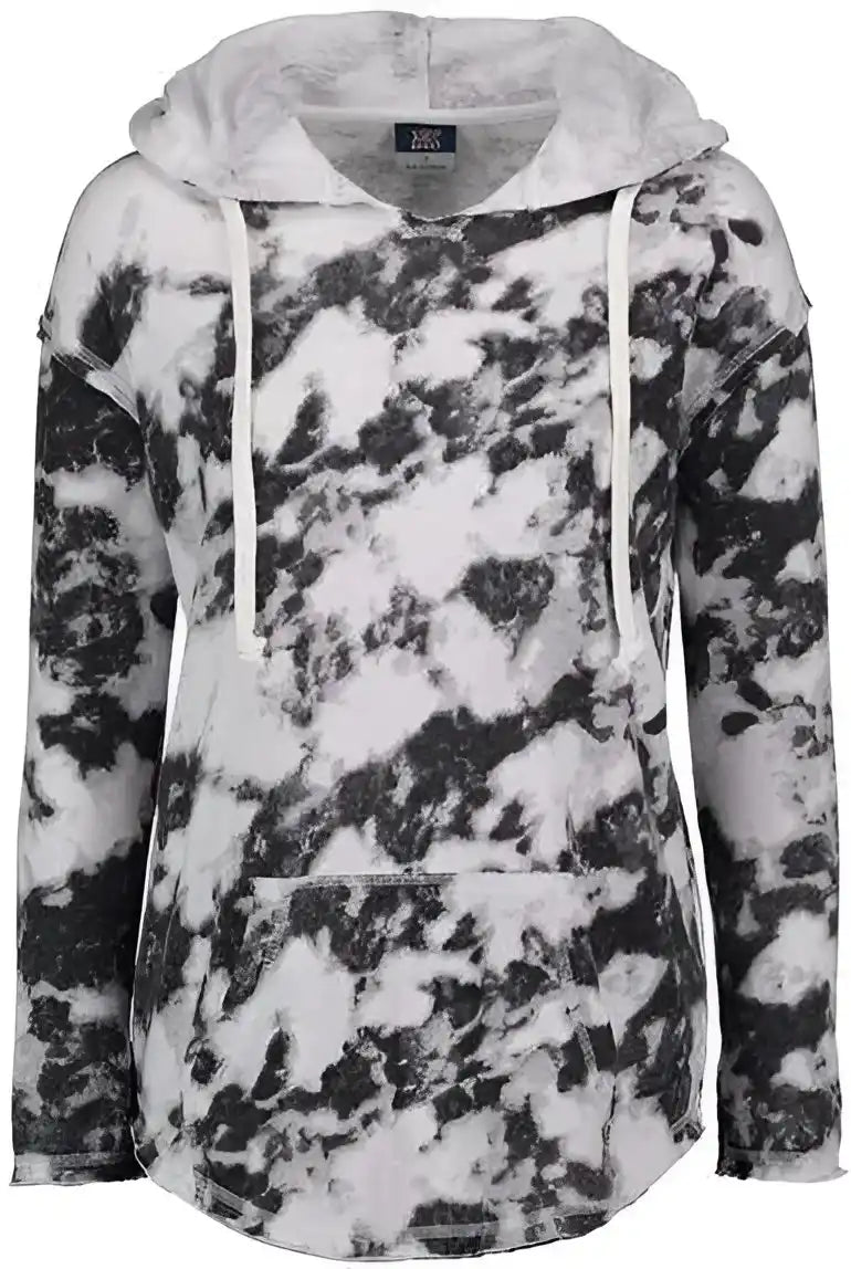 Mv Sport W17122 Women’s Angel Terry Nora Pullover Greyscale Tie Dye
