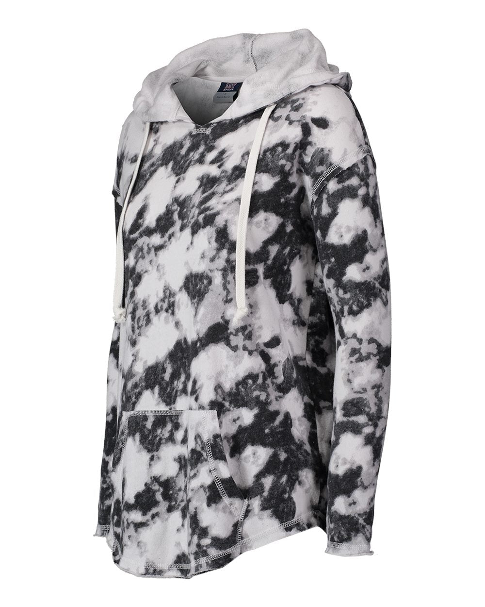 Mv Sport W17122 Women’s Angel Terry Nora Pullover - Greyscale Tie Dye