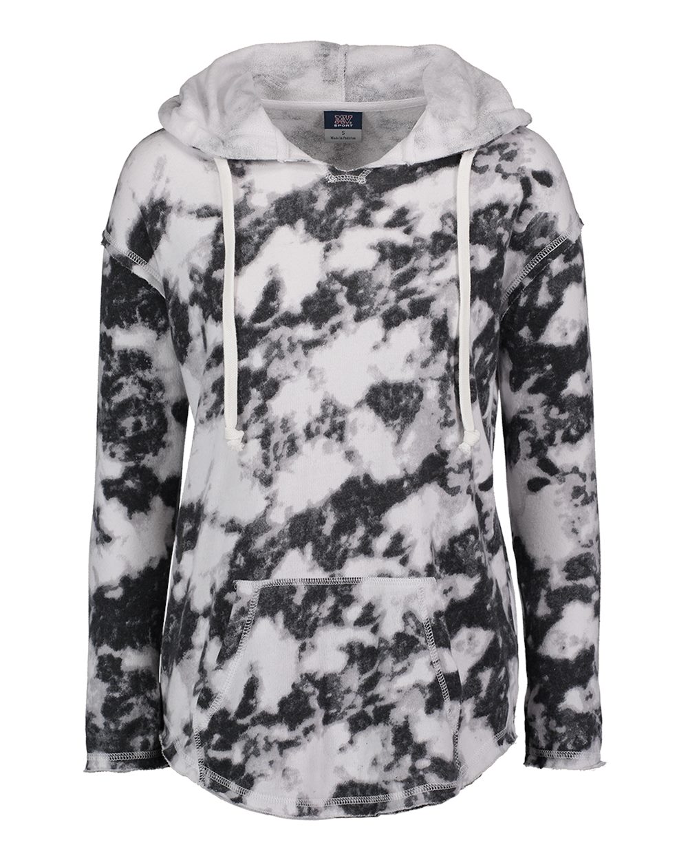 Mv Sport W17122 Women’s Angel Terry Nora Pullover - Greyscale Tie Dye