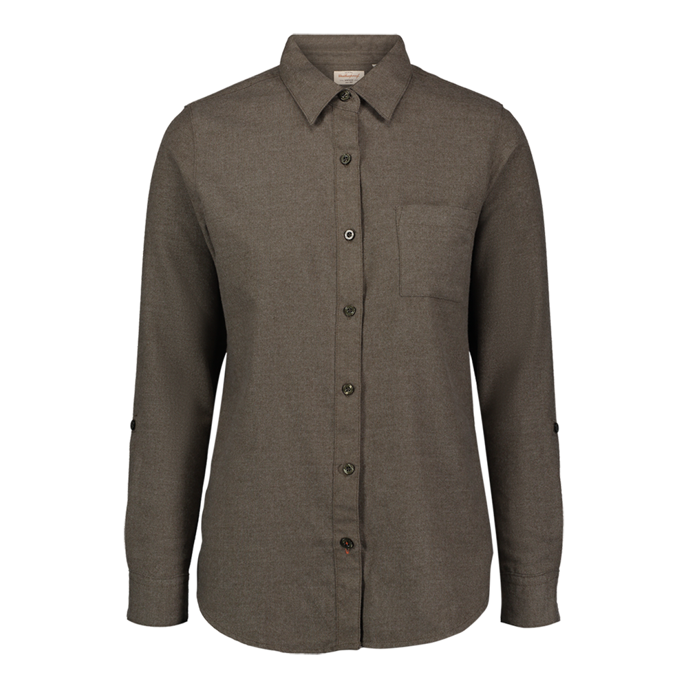 Mv Sport W198306 Weatherproof Vintage Ladies Brushed Flannel Solid Long Sleeve Shirt - Dusty Olive