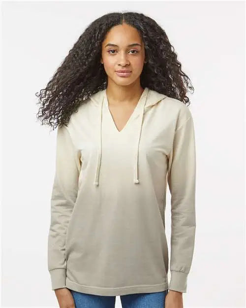 Mv Sport W20158 Women’s French Terry Ombré Hooded Sweatshirt - W20185 - Ecru Atmosphere
