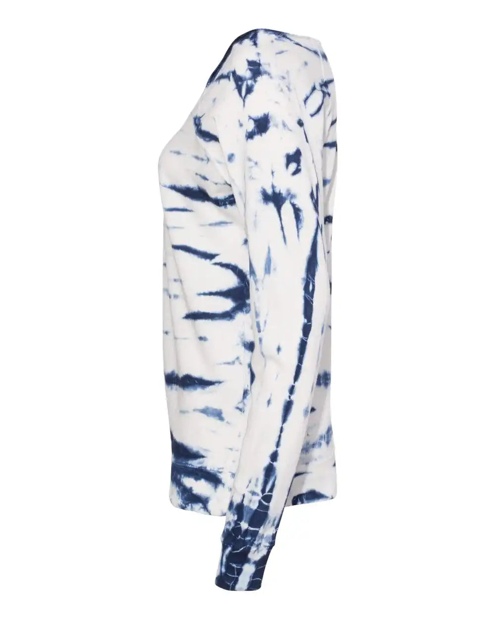 Mv Sport W20173 Women’s French Terry Off-the-shoulder Tie-dyed Sweatshirt - Navy